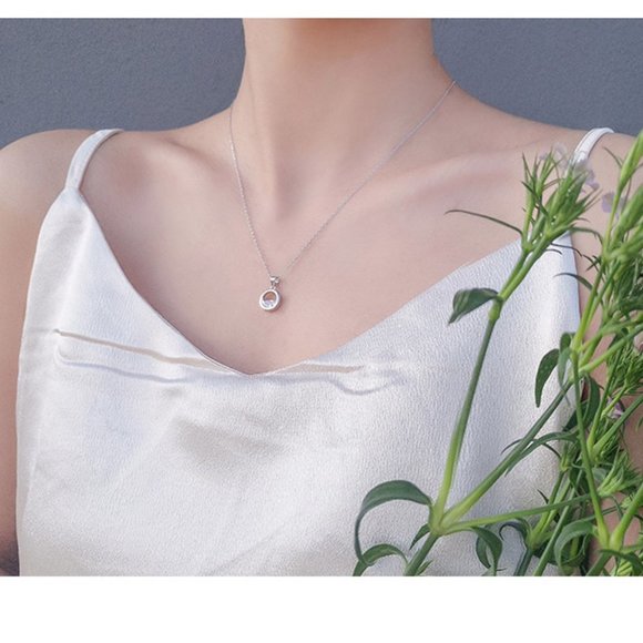 NEW 925 Sterling Silver Diamond Waterdrop Necklace - Picture 5 of 8